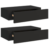 Étagères à tiroirs murales 2 pcs noir 40x23,5x10 cm MDF