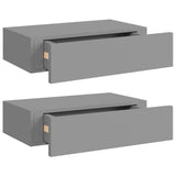 Étagères à tiroirs murales 2 pcs gris 40x23,5x10 cm MDF