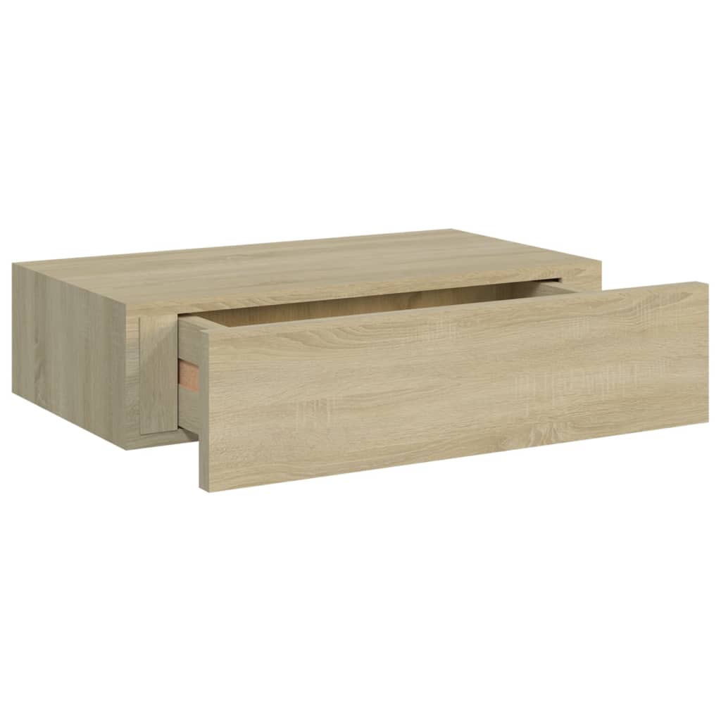 Étagère à tiroir murale chêne 40x23,5x10 cm MDF