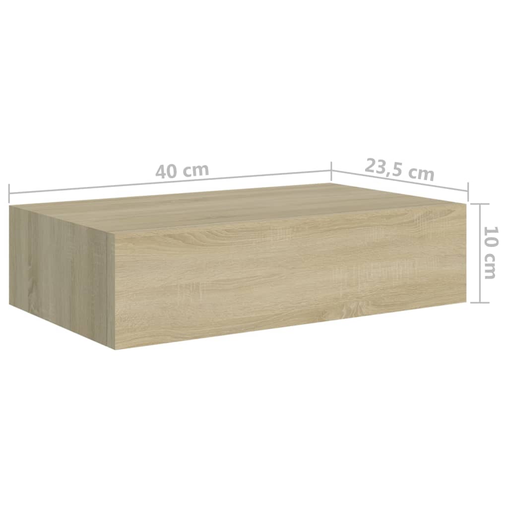 Étagères à tiroirs murales 2 pcs chêne 40x23,5x10 cm MDF