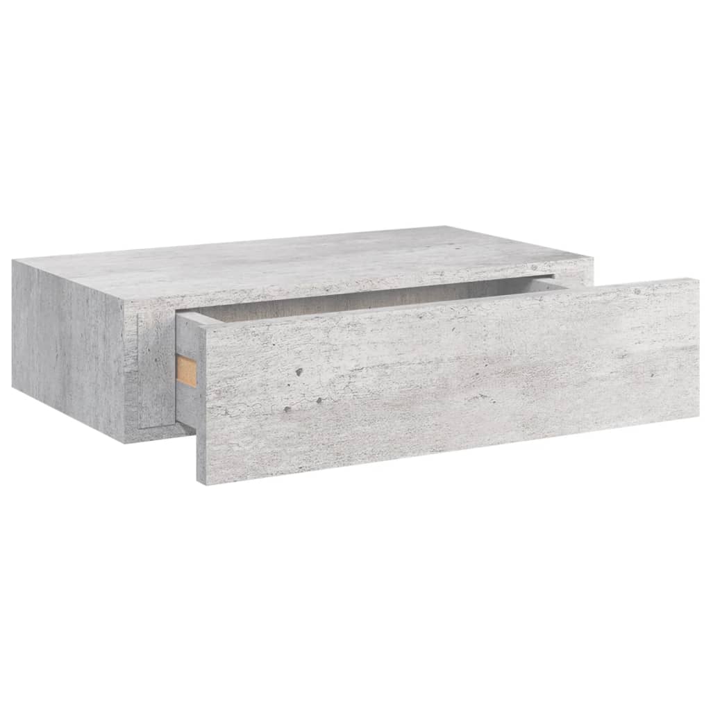 Étagère à tiroir murale Gris béton 40x23,5x10 cm MDF