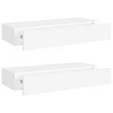 Étagères à tiroirs murales 2 pcs Blanc 60x23,5x10 cm MDF