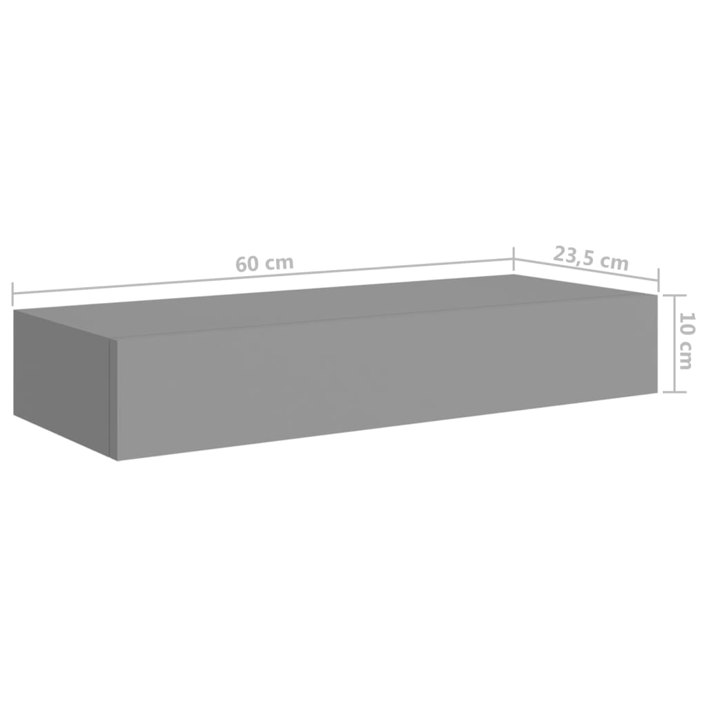 Étagère à tiroir murale Gris 60x23,5x10 cm MDF