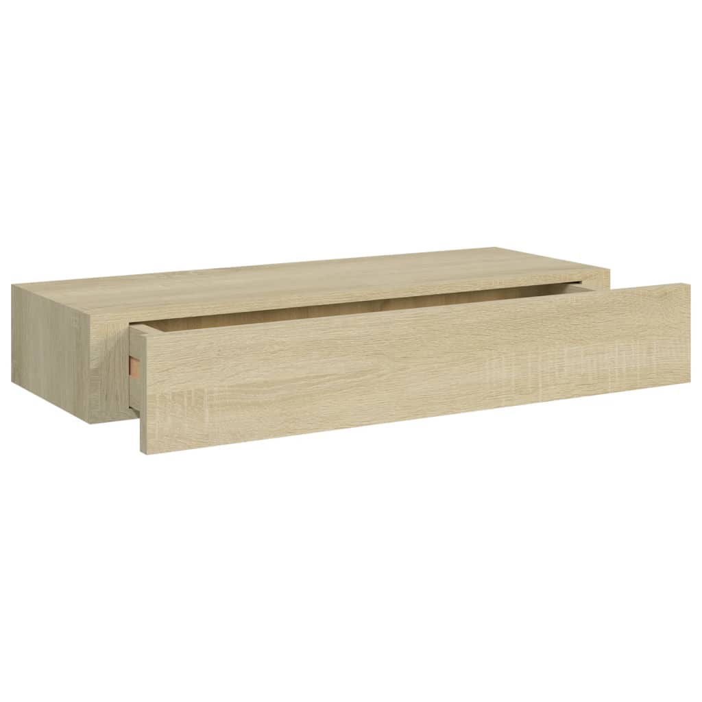 Étagères à tiroirs murales 2 pcs chêne 60x23,5x10 cm MDF