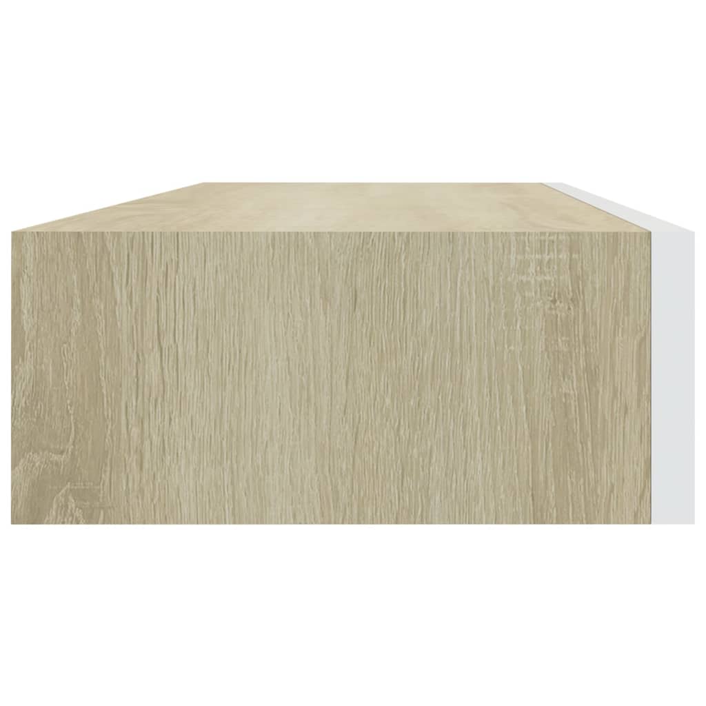 Étagère à tiroir murale chêne et blanc 60x23,5x10 cm MDF