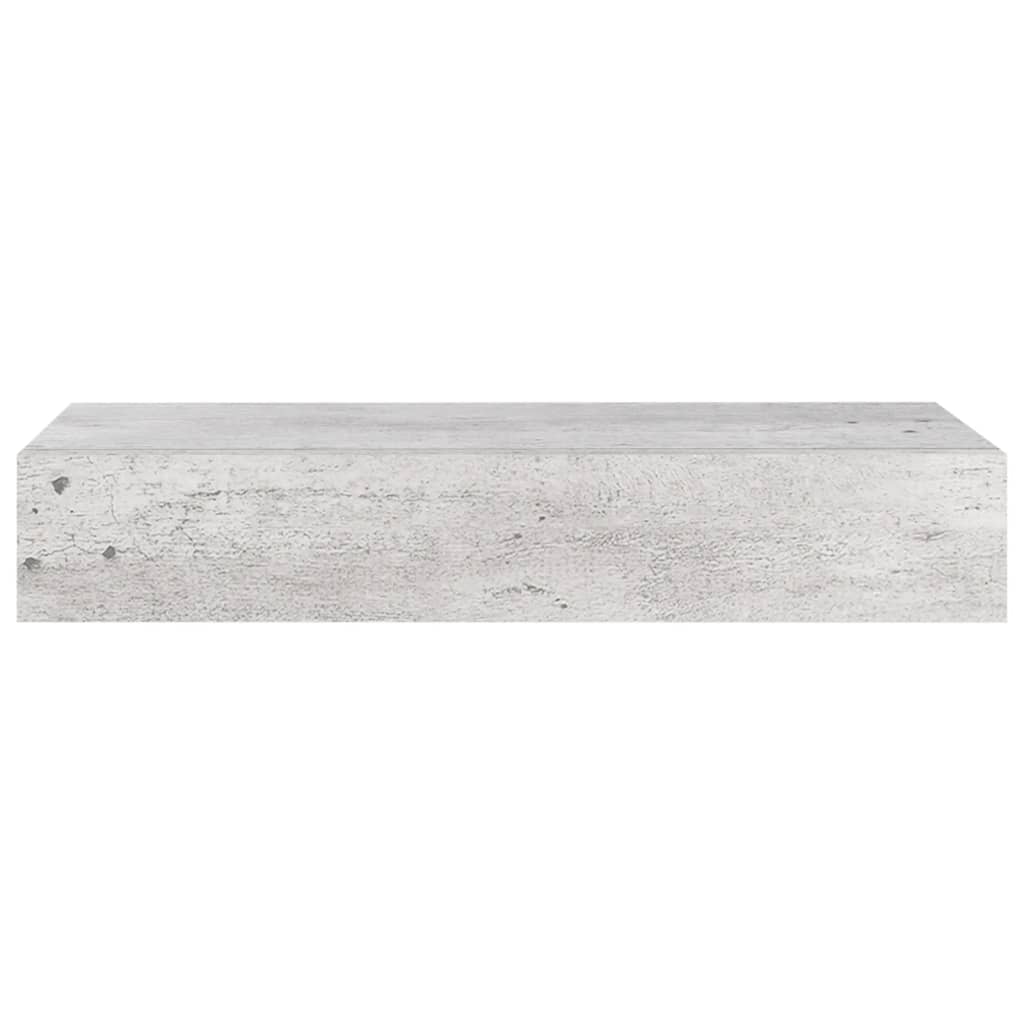 Étagère à tiroir murale Gris béton 60x23,5x10 cm MDF