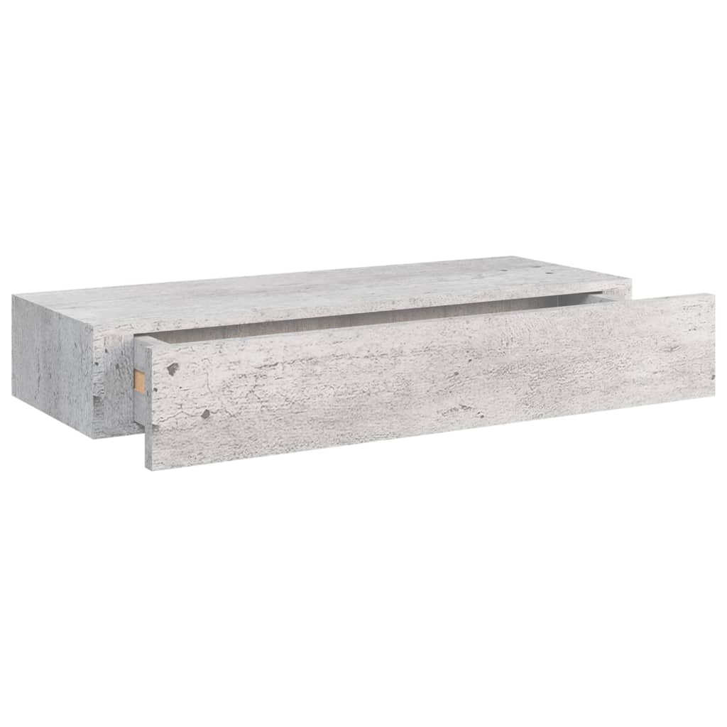 Étagère à tiroir murale Gris béton 60x23,5x10 cm MDF