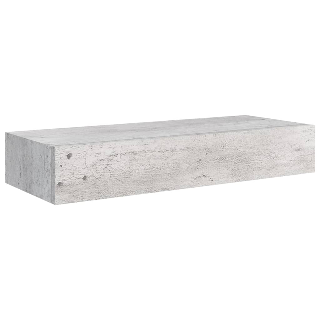 Étagères à tiroir murales 2 pcs Gris béton 60x23,5x10 cm MDF