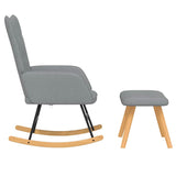 Chaise à bascule avec tabouret Gris clair Tissu