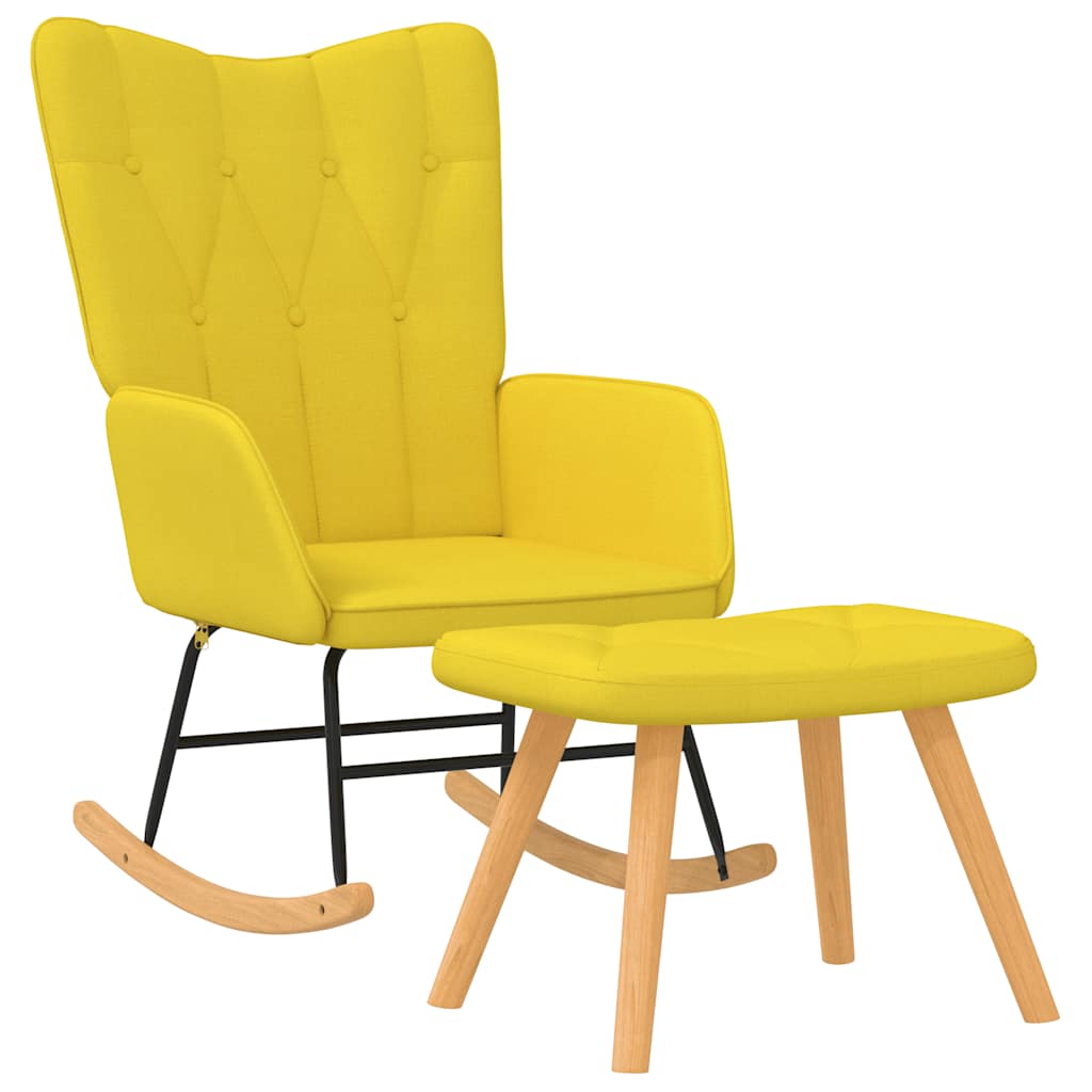 Chaise à bascule avec tabouret Jaune moutarde Tissu