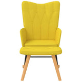 Chaise à bascule avec tabouret Jaune moutarde Tissu