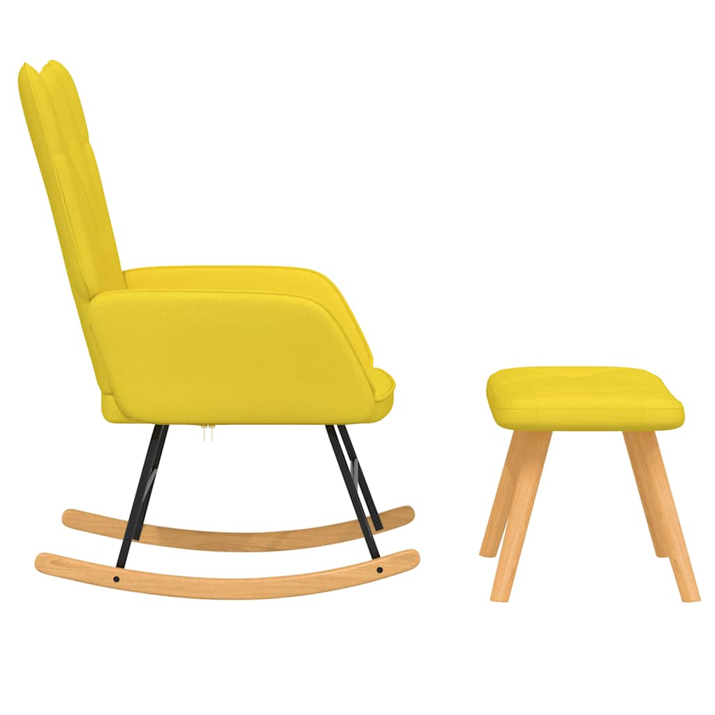 Chaise à bascule avec tabouret Jaune moutarde Tissu