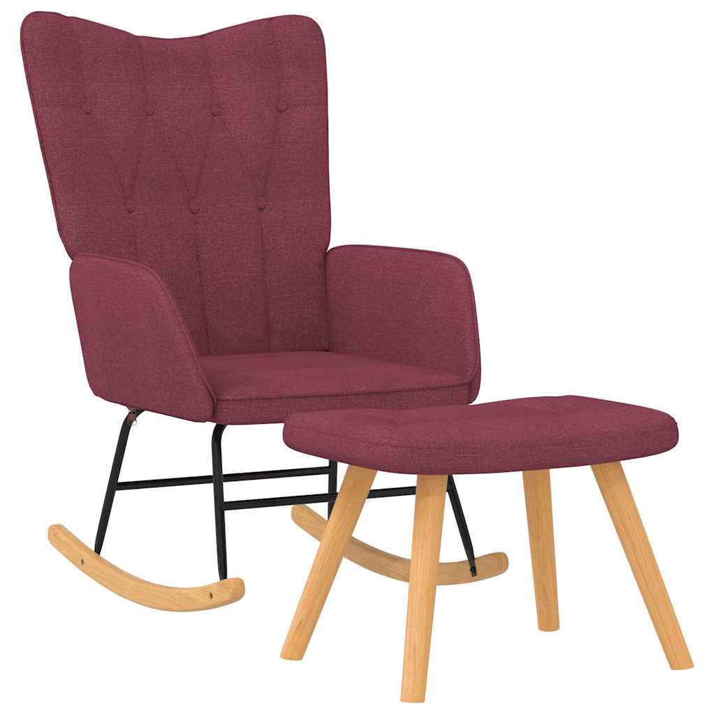 Chaise à bascule avec tabouret Rouge bordeaux Tissu