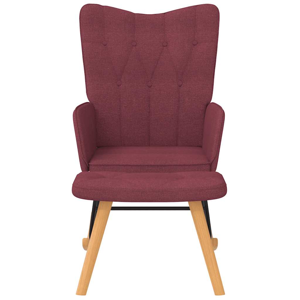 Chaise à bascule avec tabouret Rouge bordeaux Tissu