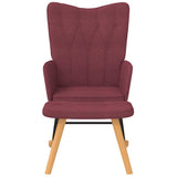 Chaise à bascule avec tabouret Rouge bordeaux Tissu