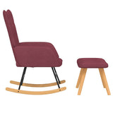 Chaise à bascule avec tabouret Rouge bordeaux Tissu