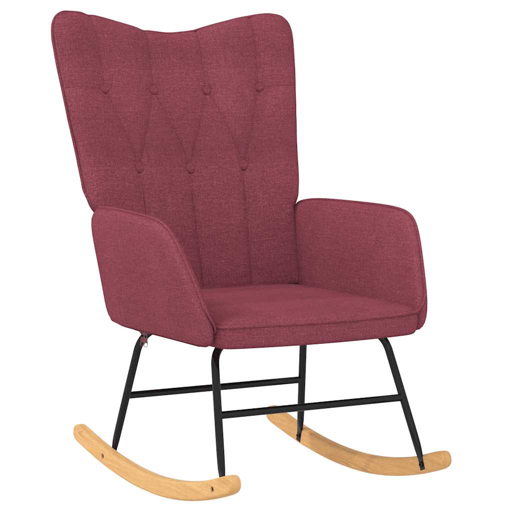 Chaise à bascule avec tabouret Rouge bordeaux Tissu