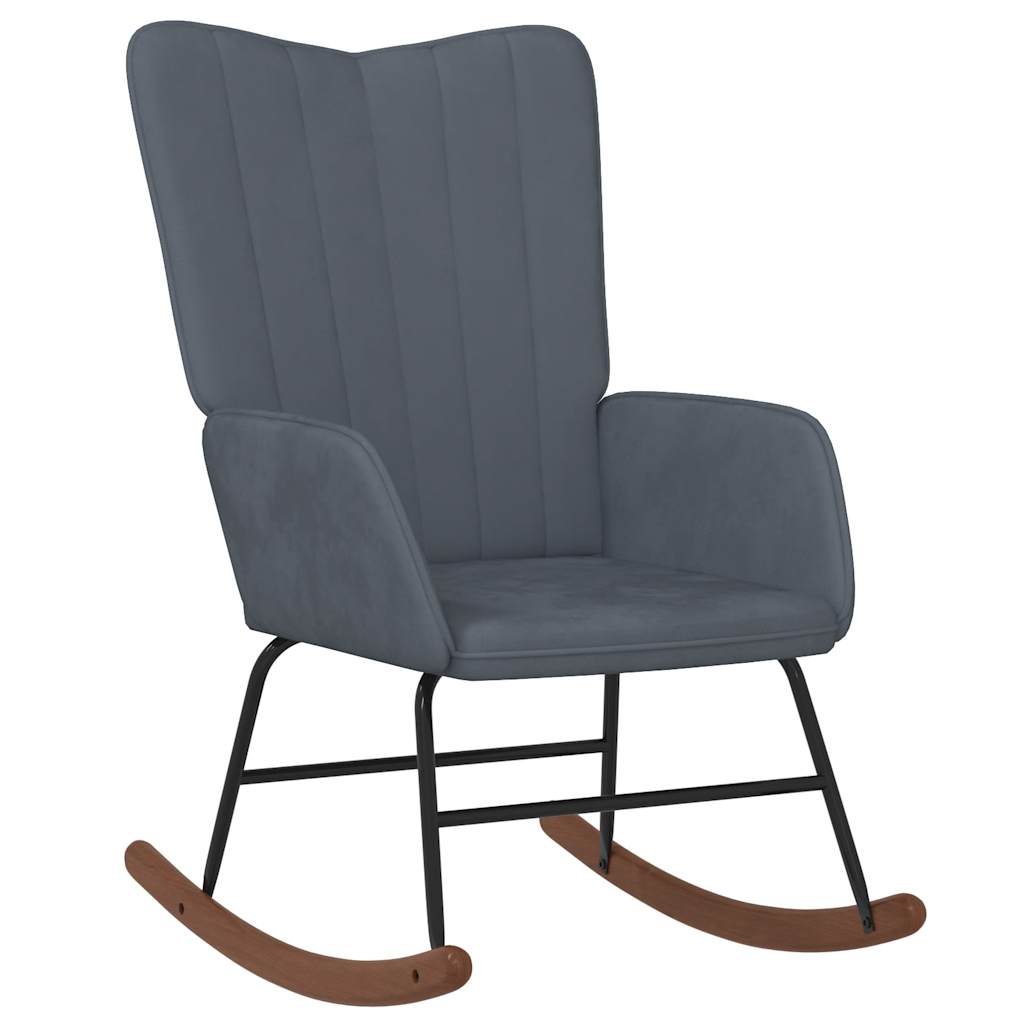 Dark Grey Velvet Rocking Chair