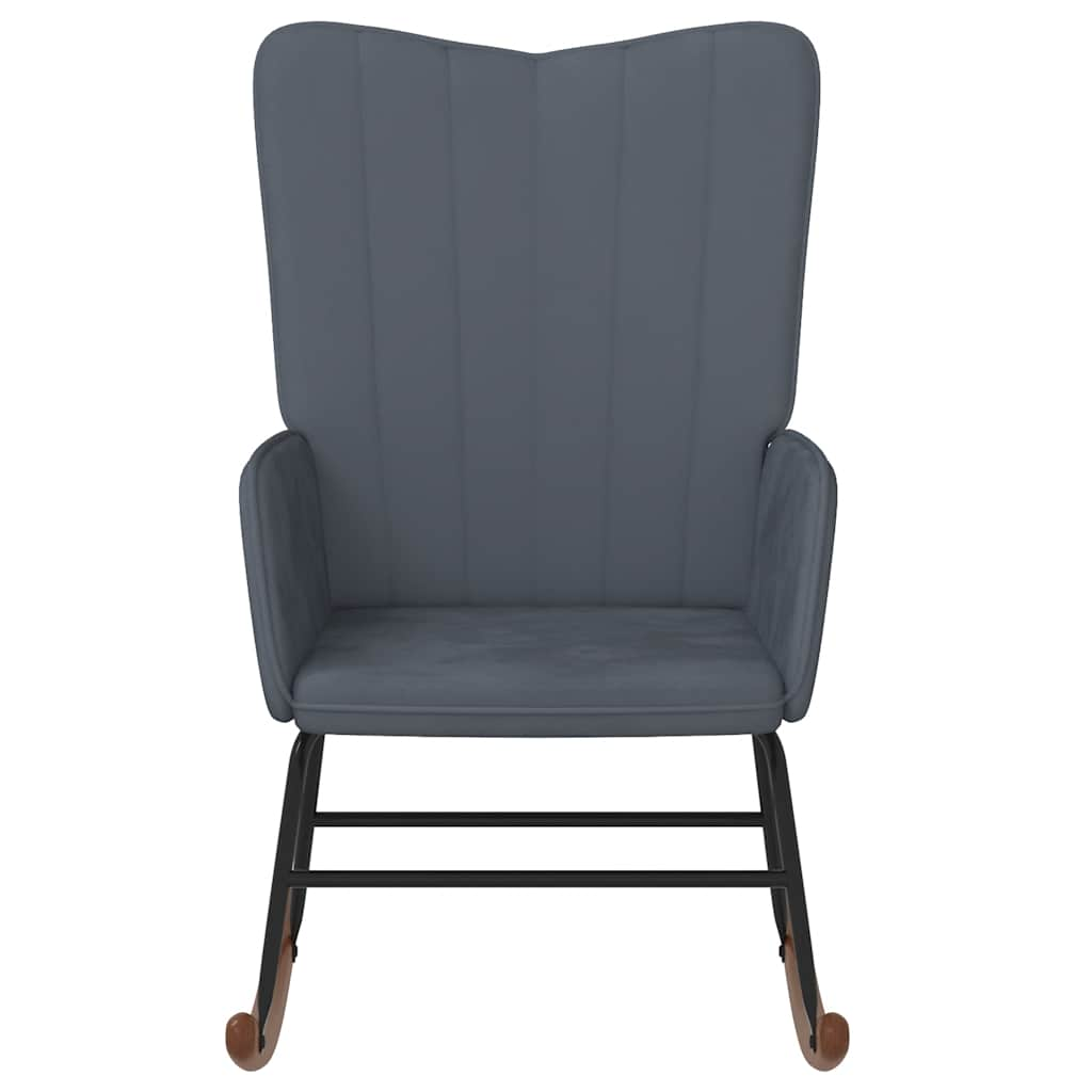 Dark Grey Velvet Rocking Chair