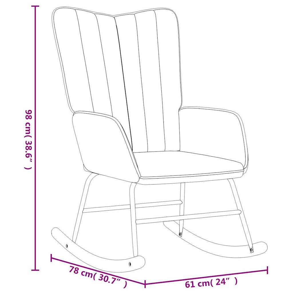 Chaise à bascule Gris foncé Velours