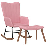 Chaise à bascule avec repose-pied Rose Velours