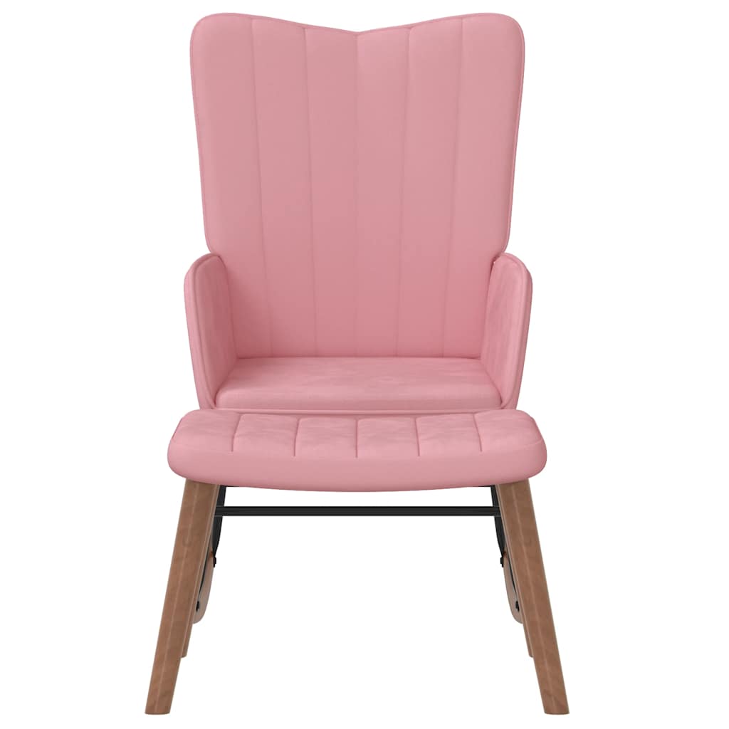 Chaise à bascule avec repose-pied Rose Velours