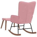 Chaise à bascule avec repose-pied Rose Velours