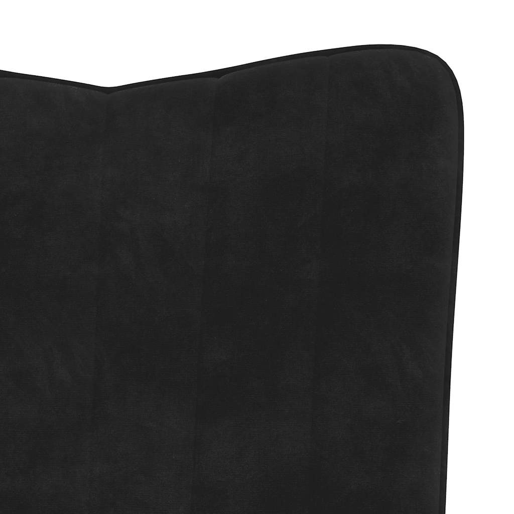 Chaise à bascule avec repose-pied Noir Velours