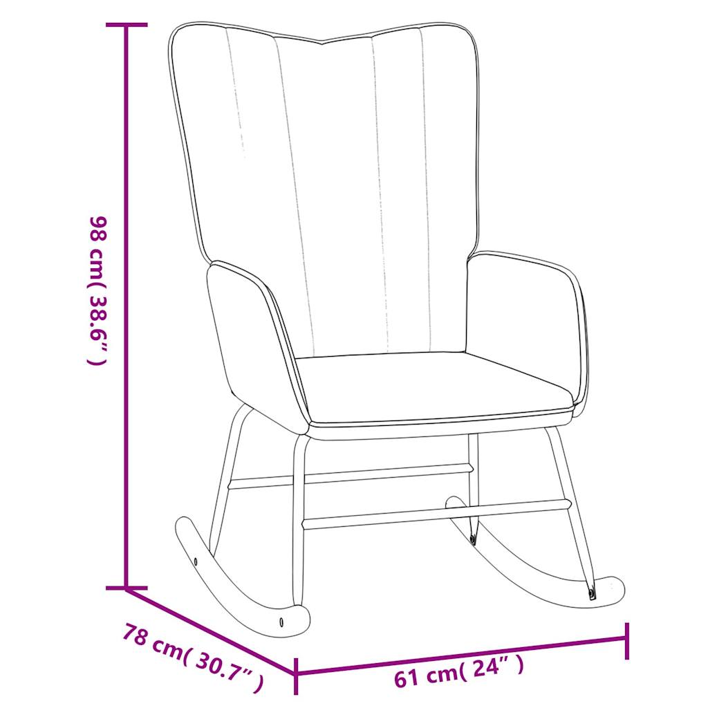 Chaise à bascule avec repose-pied Noir Velours