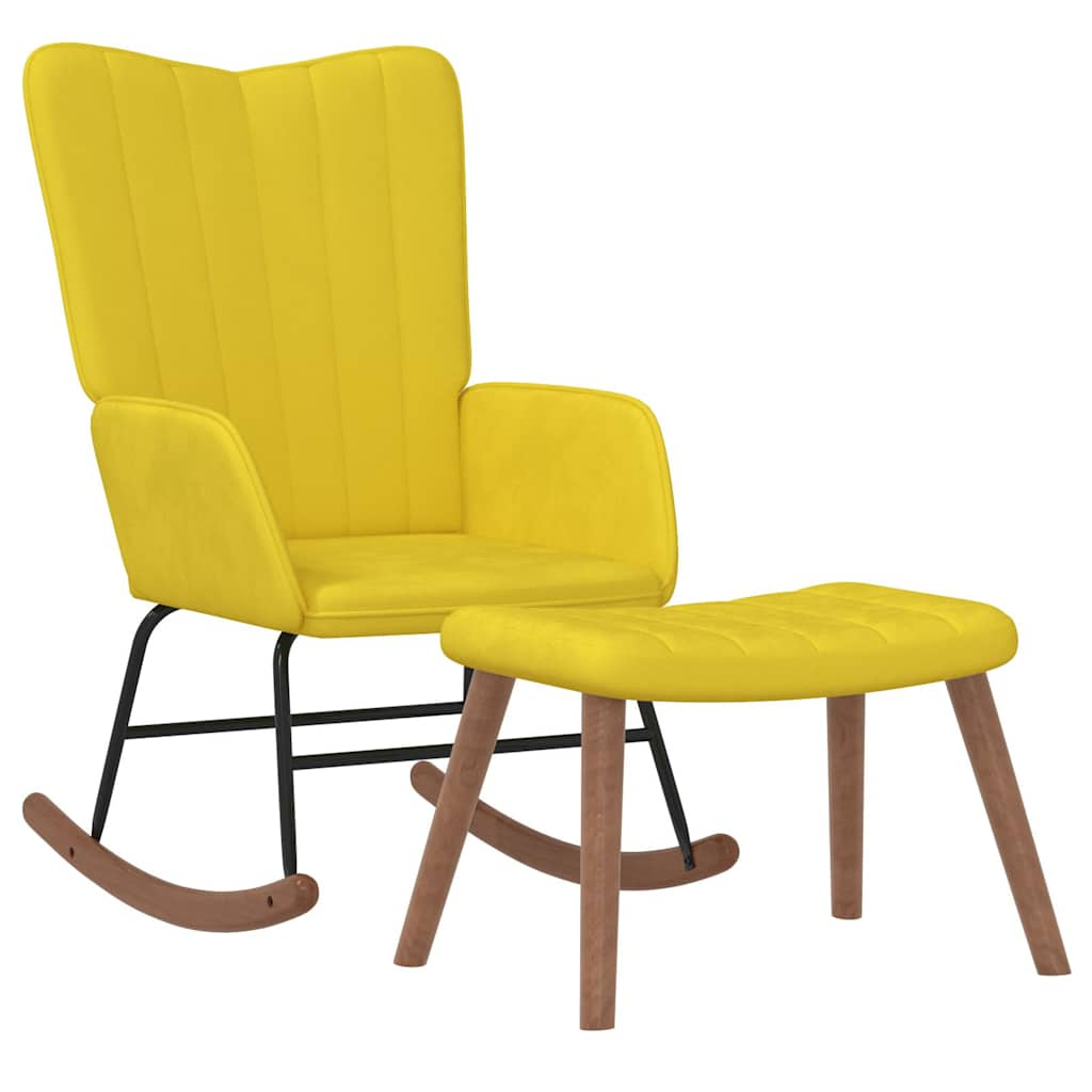 Chaise à bascule avec repose-pied Jaune moutarde Velours