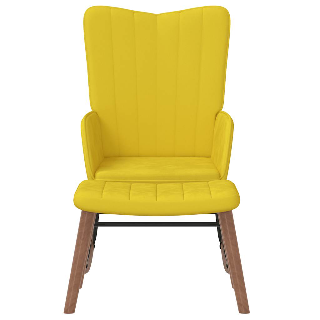 Chaise à bascule avec repose-pied Jaune moutarde Velours