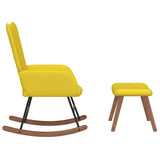 Chaise à bascule avec repose-pied Jaune moutarde Velours