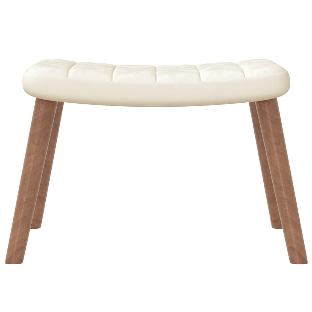 Chaise à bascule avec repose-pied Blanc crème Velours