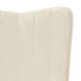 Chaise à bascule avec repose-pied Blanc crème Velours