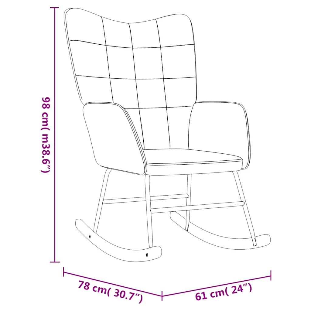 Chaise à bascule Gris clair Velours et PVC