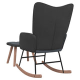 Rocking chair with footrest Dark grey Velvet and PVC