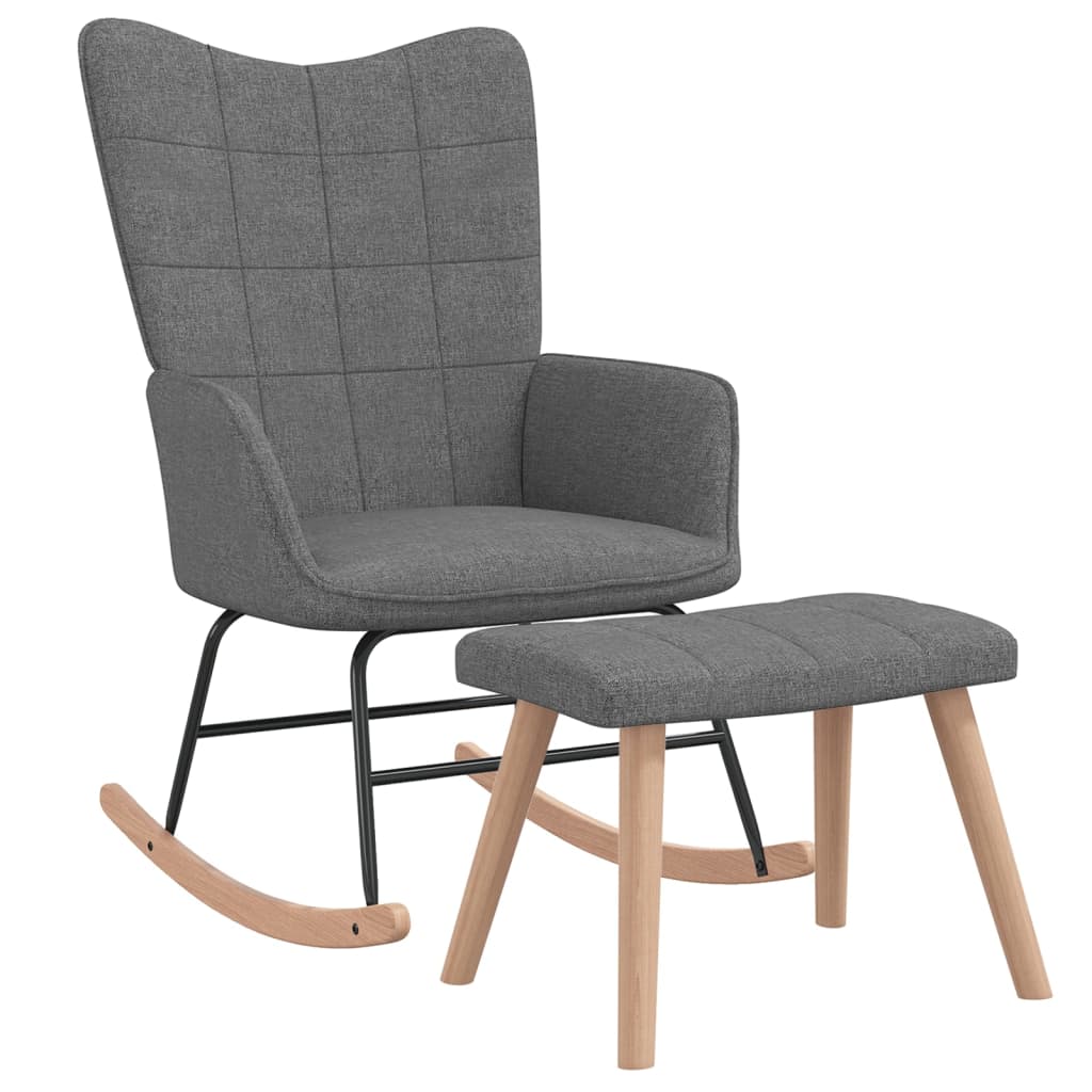 Chaise à bascule avec tabouret Gris foncé Tissu