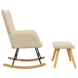 Rocking chair with stool Cream Fabric