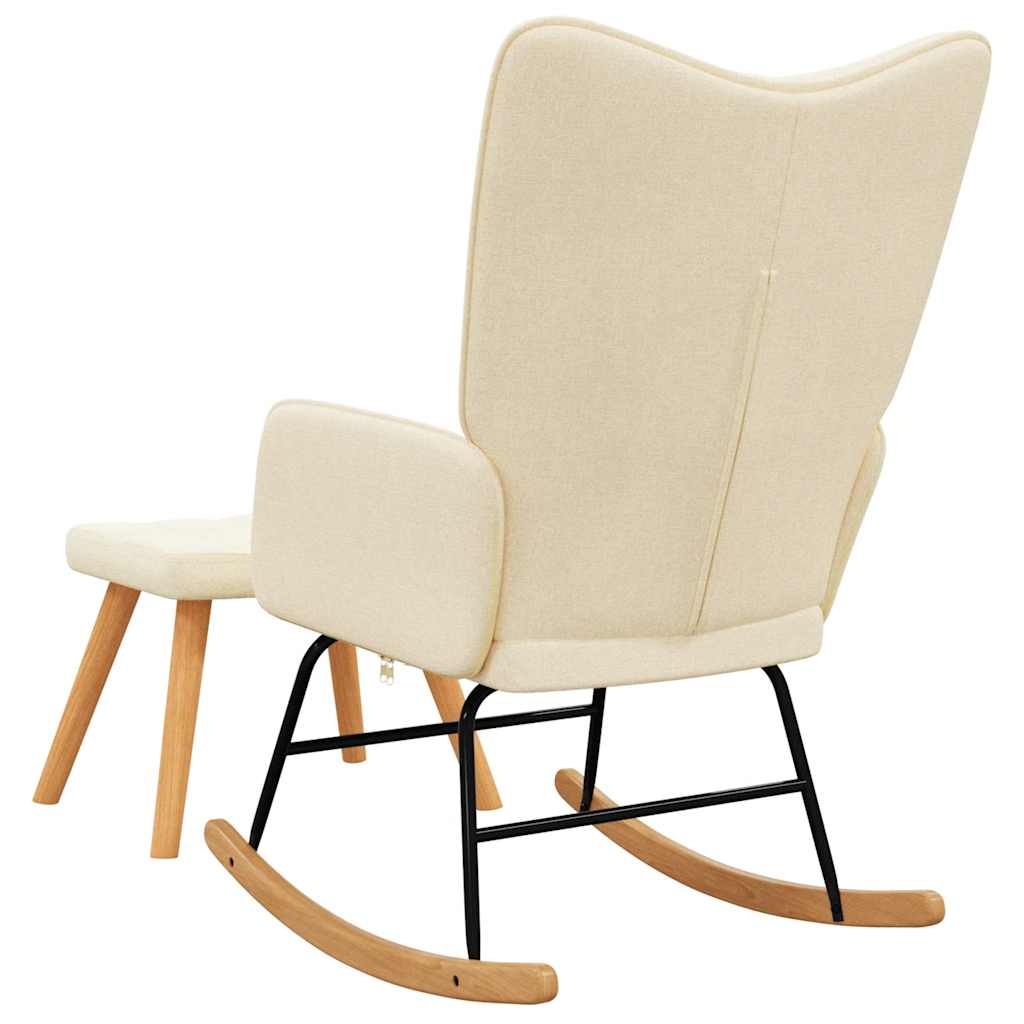 Chaise à bascule avec tabouret Crème Tissu