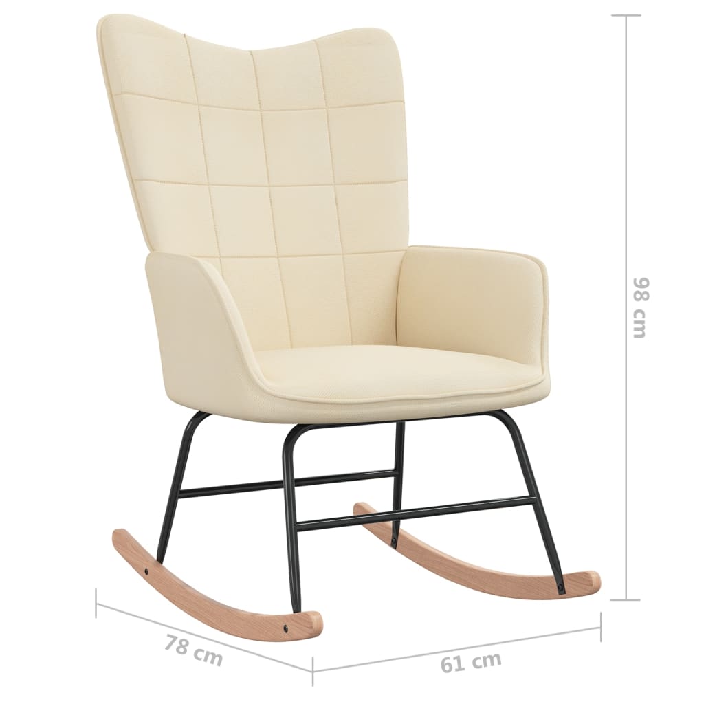 Chaise à bascule avec tabouret Crème Tissu