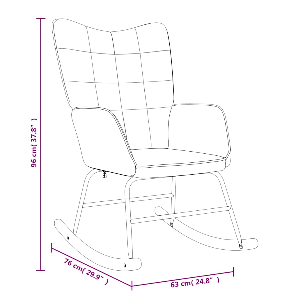 Chaise à bascule avec tabouret Crème Tissu