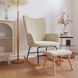 Rocking chair with stool Cream Fabric