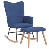 Chaise à bascule avec tabouret Bleu Tissu