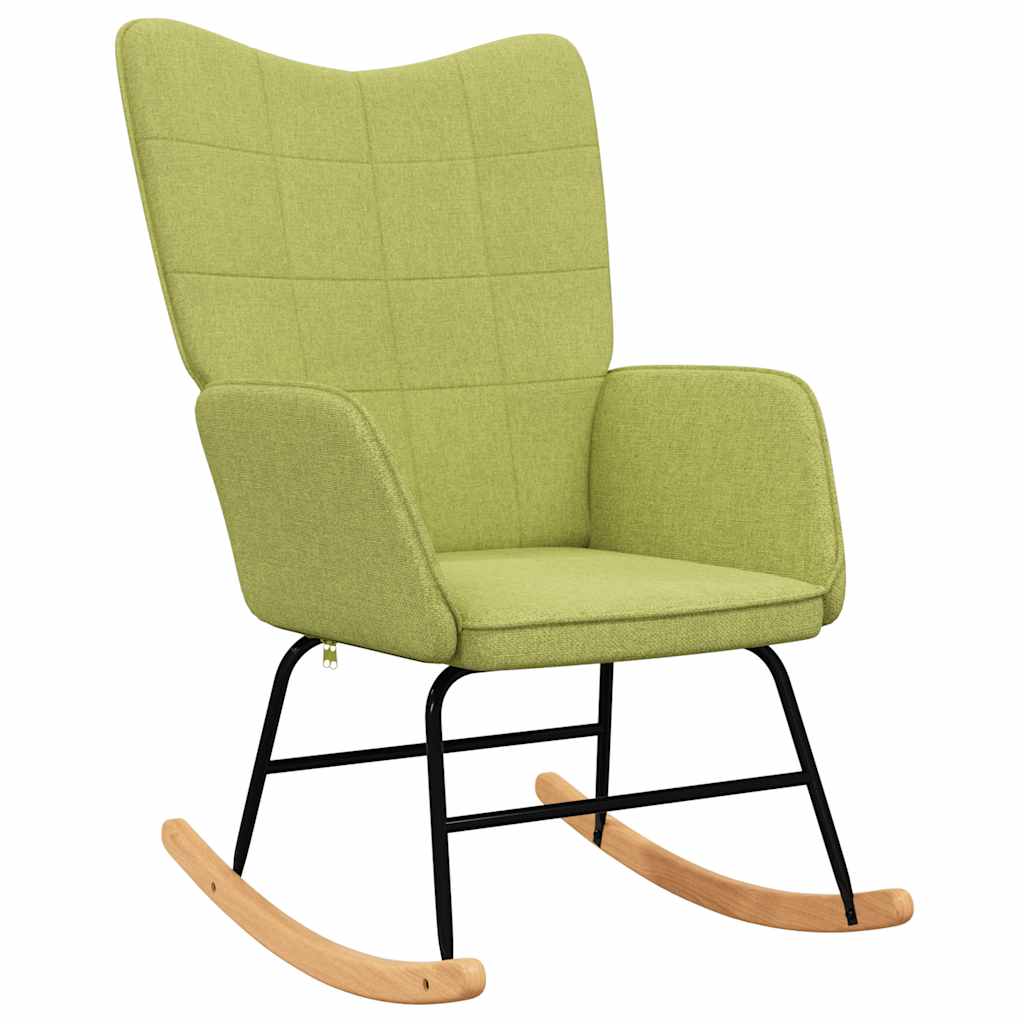 Chaise à bascule avec tabouret Vert Tissu