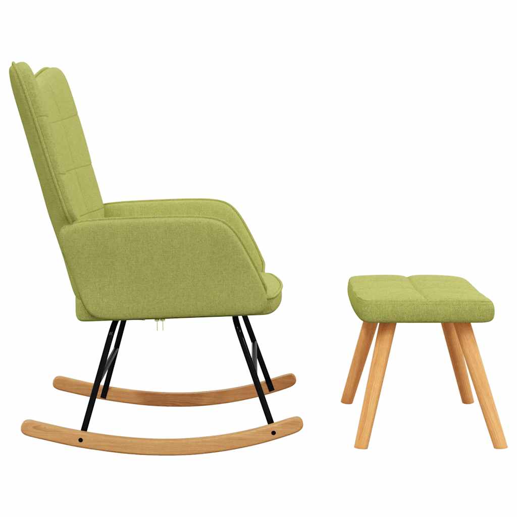 Chaise à bascule avec tabouret Vert Tissu