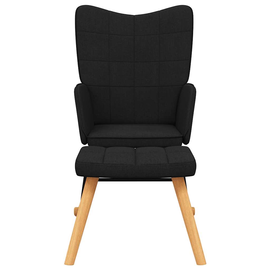 Chaise à bascule avec tabouret Noir Tissu