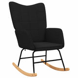 Chaise à bascule avec tabouret Noir Tissu