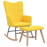 Chaise à bascule avec tabouret Jaune moutarde Tissu