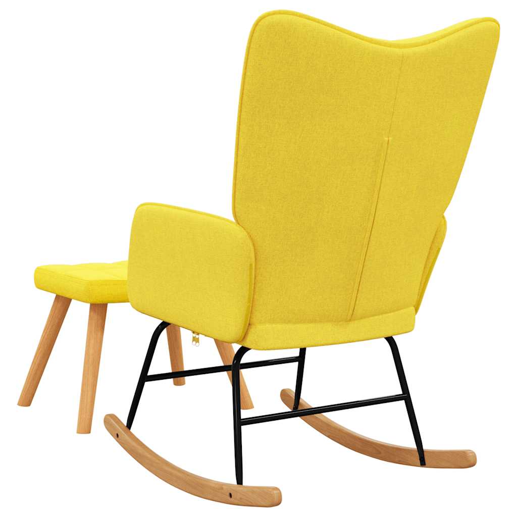 Chaise à bascule avec tabouret Jaune moutarde Tissu