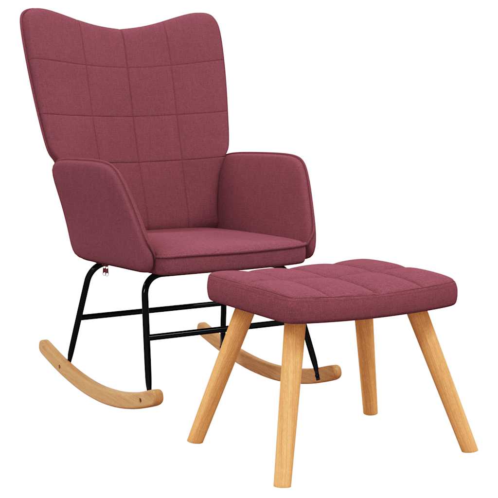 Chaise à bascule avec tabouret Rouge bordeaux Tissu